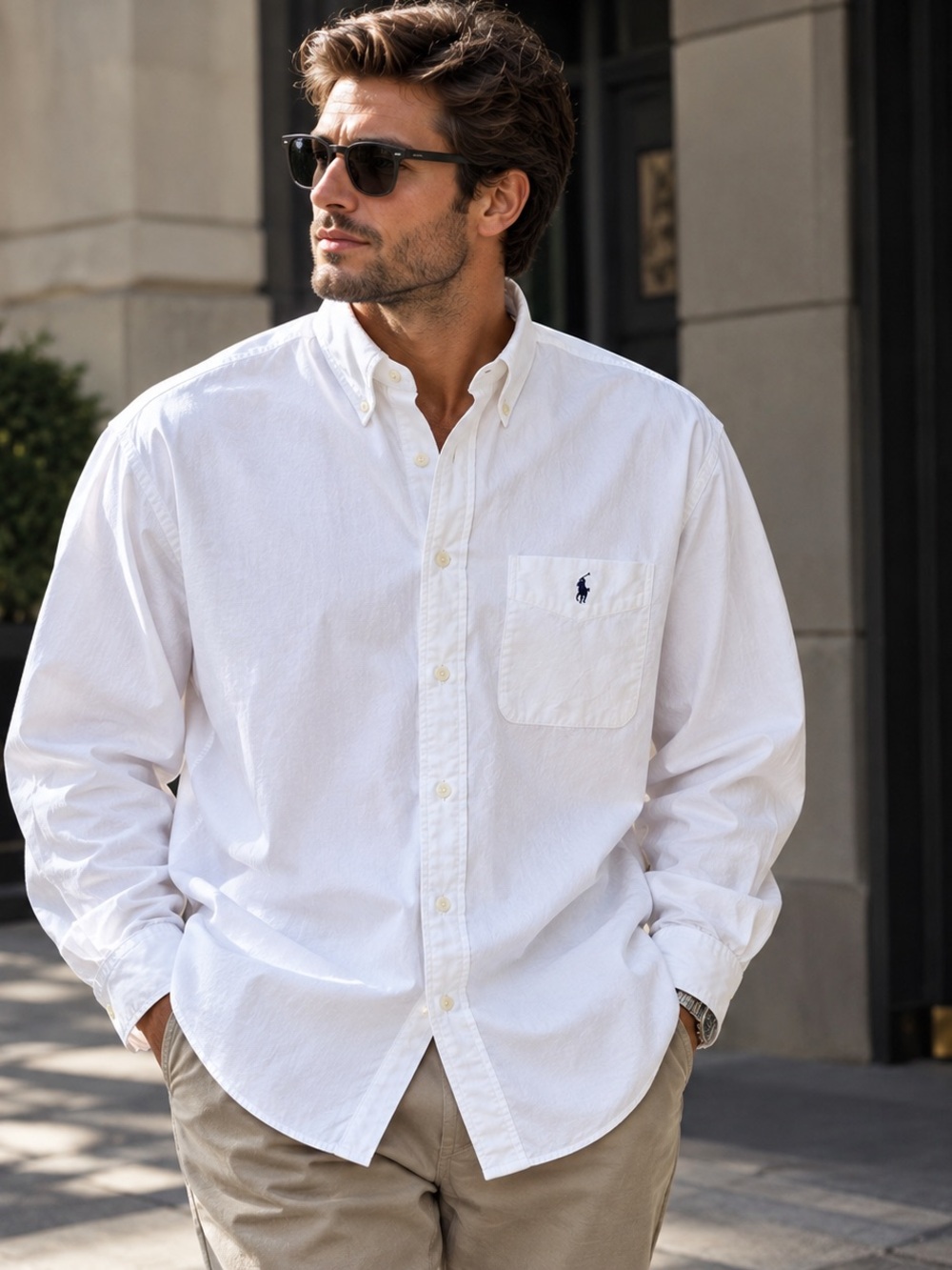 Vintage 90s Ralph Lauren Big Shirt White Oxford Button Down XL